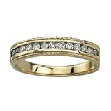 1/4 Carat Diamond 14k Yellow Gold Milgrain Wedding Ring