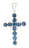 London-Blue CZ Christian Cross Silver Pendant