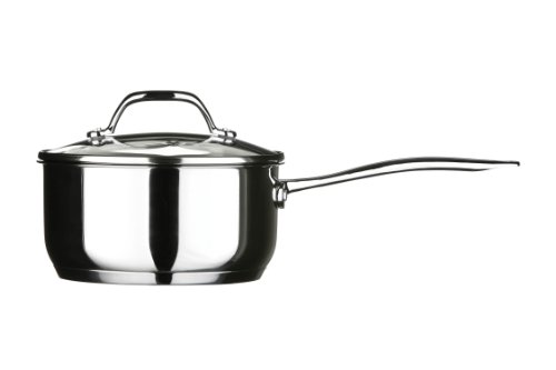 Premier Housewares Tenzo 18 cm Mirror Stainless Steel Saucepan with Glass Lid, 0.6 mm