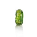 Bling Jewelry Glitter Green Sterling Silver Murano Glass Bead Troll Compatible
