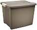 Sterilite 19376406 50 Quart Shelf Tote Driftwood Base and Lid with Platinum Latches 6-Pack