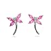 Sterling Silver Pink Cubic Zirconia Dragonfly Earrings