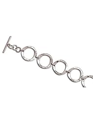 Sterling Silver 7.5 Inch Hammered "O" Toggle Bracelet