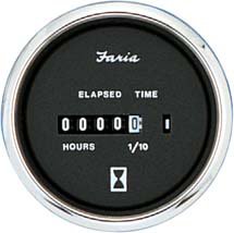 Faria Instruments 13713 CHES S/S BLK HOURMETER 12-32 CHESAPEAKE SERIES STAINLESS STEEL