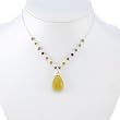 Handmade Gold Pearl, Yellow Jade & Red Crystal Bead Necklace With Sterling Silver