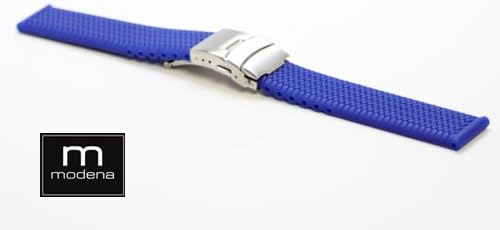 22MM MODENA Royal Blue Tire Tread watch band with Deployant Buckle