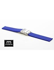 24mm Royal Blue MODENA Italian Rubber Watch Band with Classic Tire Tread Pattern
