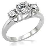 Size 7 Clear Cubic Zirconia Stainless Steel Ring