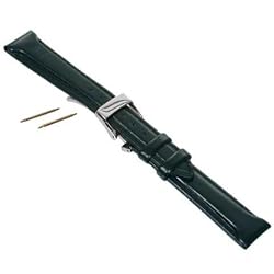 Black Leather Oilskin Watchband & Deployment Buckle