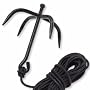 Ninja Folding Grappling Hook w/ Black Finish & Rope, Functional