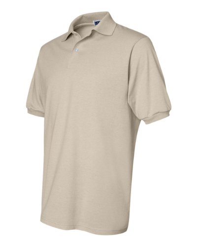 JERZEES ADULT JERSEY POLO WITH SPOTSHIELD (SANDSTONE) (MEDIUM)