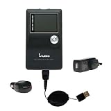 Retractable USB Hot Sync Compact Kit with Car & Wall Charger for the Cowon iAudio X5 - Gomadic Brand w/ TipExchange Technology