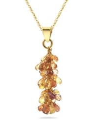 8.00 Cts Multi Sapphire Briolette Pendant in 18K Yellow Gold