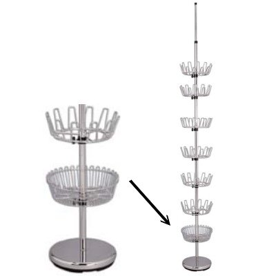 :Revolving Shoe Tree Giant 7-Tier (36Pr) Rack Floor-to-Ceiling Satin - Household Essentials #2197