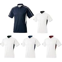 ミズノ 野球用 グローバルエリート ベースボールTシャツ ハーフボタン・小衿タイプ ネイビー×ホワイト(52LB11374) L