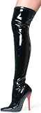 516-FANTASY, 5" Heel Stretch Thigh Boot in Black or Red with Contrasting Heel With Inner Zipper by Ellie Shoes