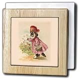 Florene Victorian Images - Cute Victorian Cat In Pink Dress - Tile Napkin Holders