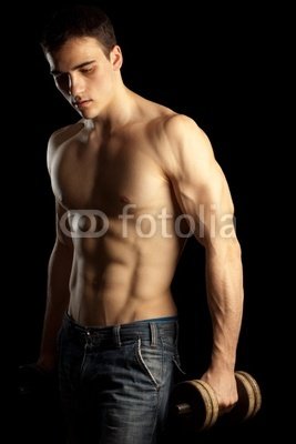 Wallmonkeys Peel and Stick Wall Decals - Sexy Muscular Man with Dumbell - 36 Wallmonkeys Peel and Stick Wall Decals - Sexy Muscular Man with Dumbell - 36