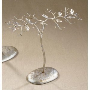 Metal Jewelry Stand Tree with an Antique Silver & Gold Finish