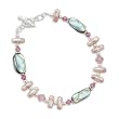 7.5" Paua Shell, Cultured Freshwater Pearl and Crystal Toggle Bracelet