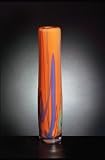 Orange, Green, and Blue Tall Narrow Vase