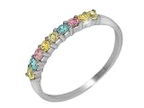 Ladies Sterling Silver Multi Cubic Zirconia Band Ring