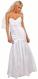 White Taffeta Strapless Mermaid Wedding Long Dress