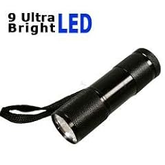 Taschenlampe mit 9 Ultra Bright LEDs in schwarz mit 3 AAA Batterien