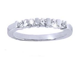 Women's 5 Stone Diamond Ring in Round Cut Diamonds Bar Setting ( 0.50 Total Carat Weight | GH-I1 Quality | 18k White Gold ) Finger Size -