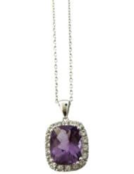O&G Australia Natural Amethyst & White Topaz, 925 Sterling Silver Pendant