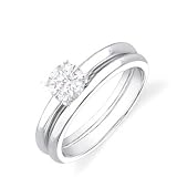 0.33 Carat VS2 - GIA Certified Diamond Bridal Set Engagement Ring on 10k White Gold