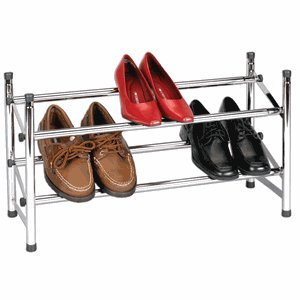 Household Essentials 2101 Expandable 2-Shelf Chrome-Plated Shoe Rack by