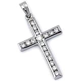 14Kt White Gold Lovely Diamond Cross Pendant
