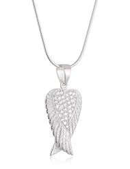 VINANI brand Germany 925 Sterling Silver Women Pendant big Angel Wing with white Zirconia & Snake Chain Necklace AFD-S