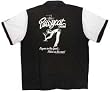 Pussycat Casino Bowling Shirt White & Black Retro Bowler