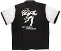 Pussycat Casino Bowling Shirt White & Black Retro Bowler