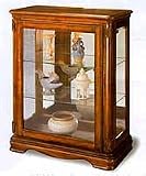 Stylish Three Shelf Cherry Low Curio Cabinet