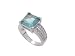 SilverBin Sterling Silver Engagement Style Princess Cut Prong Set Aqua CZ Ring with Small CZ Accents