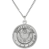 CleverEve's Sterling Silver 18.00mm St. Christopher Us Army Medal W 18 Inch Chain