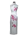 Snow white hand-painted pure silk dress