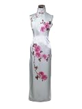 Snow white hand-painted pure silk dress