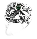  : AGATE CELTIC CROSS STERLING SILVER RING