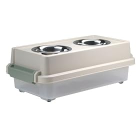 Small Elevated Pet Feeder with Food Storage by Iris