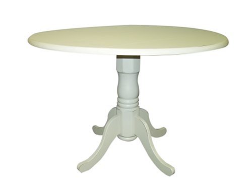 Carolina Cottage 42-Inch Round Drop Leaf Table, Antique Ivory