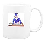 Mug with cat, scholar, books