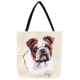 Bulldog Bulldogs Lined Tapestry Tote Bag