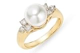 1/5 Carat Diamond and Cultured Freshwater Pearl 14K Gold Ring