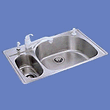 Elkay Gourmet Collection LCGR3322L4 33 Top Mount Double Bowl Stainless Steel Sink with 18-Gauge, 8 Large Bowl Depth, Self-Rim and Small Bowl On Left: 4 Holes