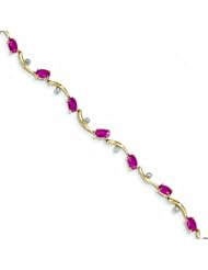 Genuine 14K Yellow Gold Diamond And African Ruby Oval Bracelet 5 Grams Of Gold 100% Satisfaction Guaranteed.