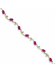 3.8 Carat 14K Gold Diamond and African Ruby Oval Bracelet
